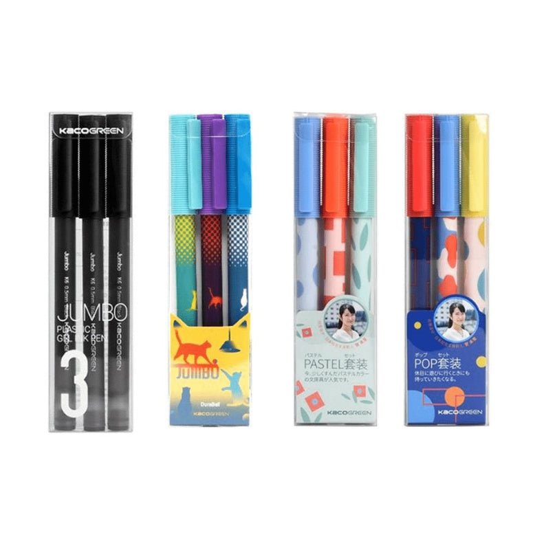 JUMBO Gel Pen Set 0.5mm - INDOFUTURE - BLACK- Black Ink - Pack of 3 - Gel Pens