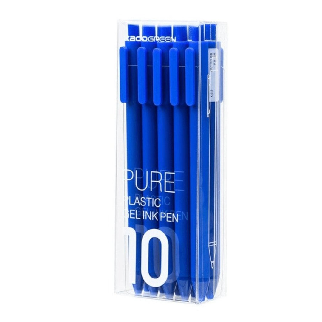 Kaco Pure Gel Pens 0.5mm (Pack of 10) - INDOFUTURE - Pure - Black Ink -Black - Gel Pens