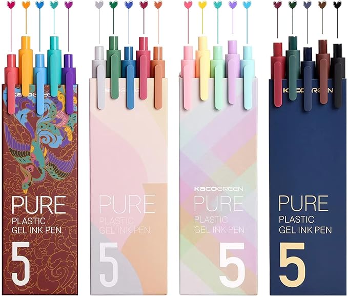 Kaco Pure Macaron Gel Pens - Set of 5 - Assorted colours 0.5mm - INDOFUTURE - Pure-Classic I - Gel Pens