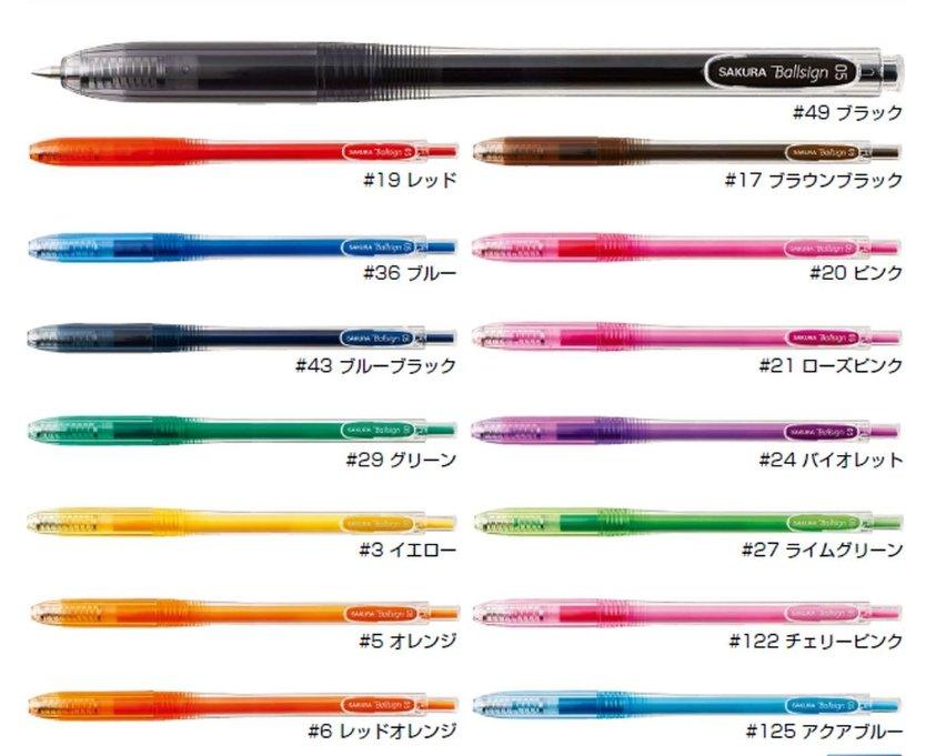 Sakura Ballsign GBR155 Mulited Colors 0.5mm Gel Ink Pen BallPoint Pen/Refill R-GBP05