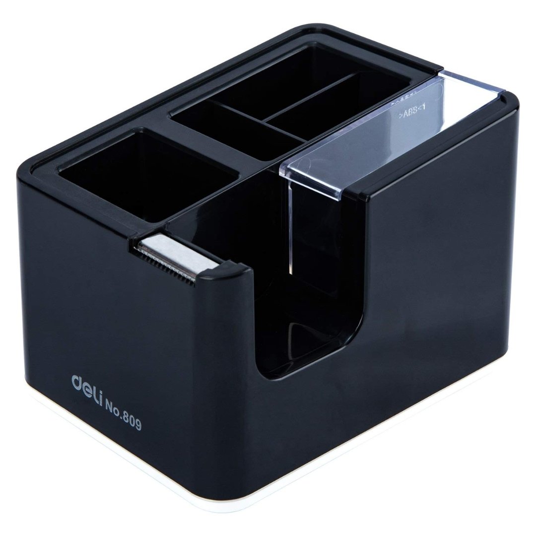 Deli 4 Compartment Multifunctional Mini Desk Organizer with Tape Dispenser